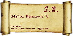 Sápi Manszvét névjegykártya